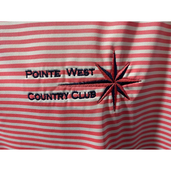 FootJoy FJ Pointe West Country Club Golf Polo Shirt Mens Large Red White Stripe - Picture 9 of 11